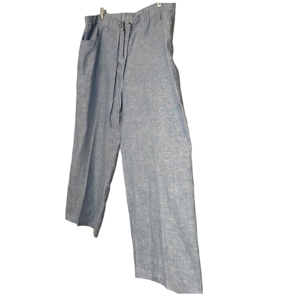 JM Collection Blue Wash Intrepid Linen Wide Leg Pants - Picture 2 of 7